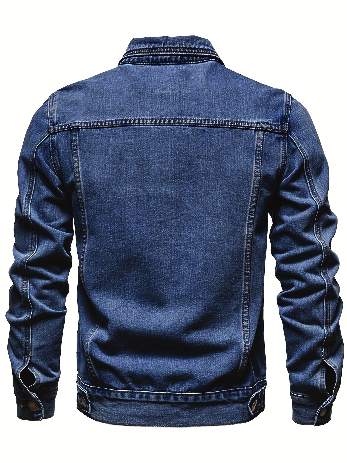 mens chic denim jacket street style lapel button up multi pocket jacket coat details 10