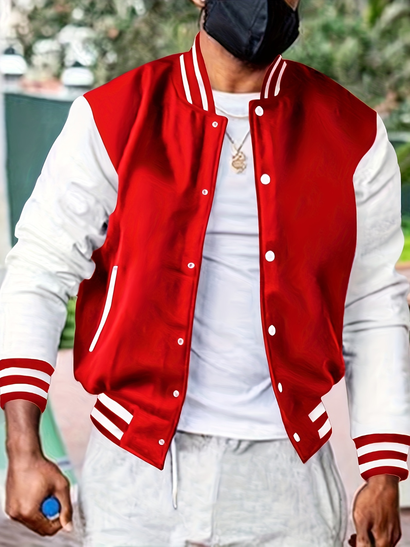 color block varsity jacket mens casual baseball jacket coat regular fit college hipster windbreaker for spring autumn details 5