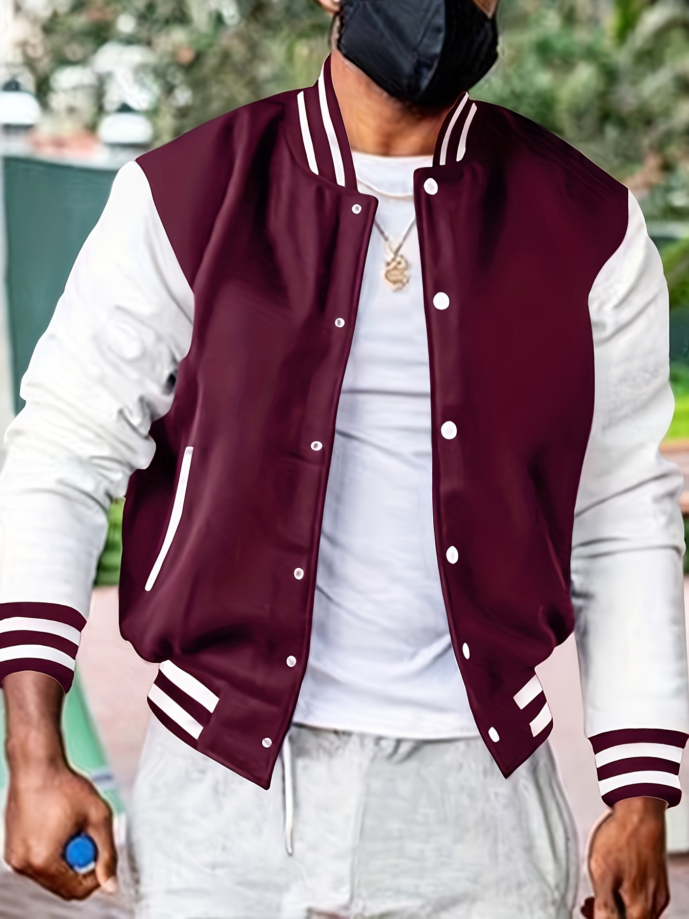 color block varsity jacket mens casual baseball jacket coat regular fit college hipster windbreaker for spring autumn details 11