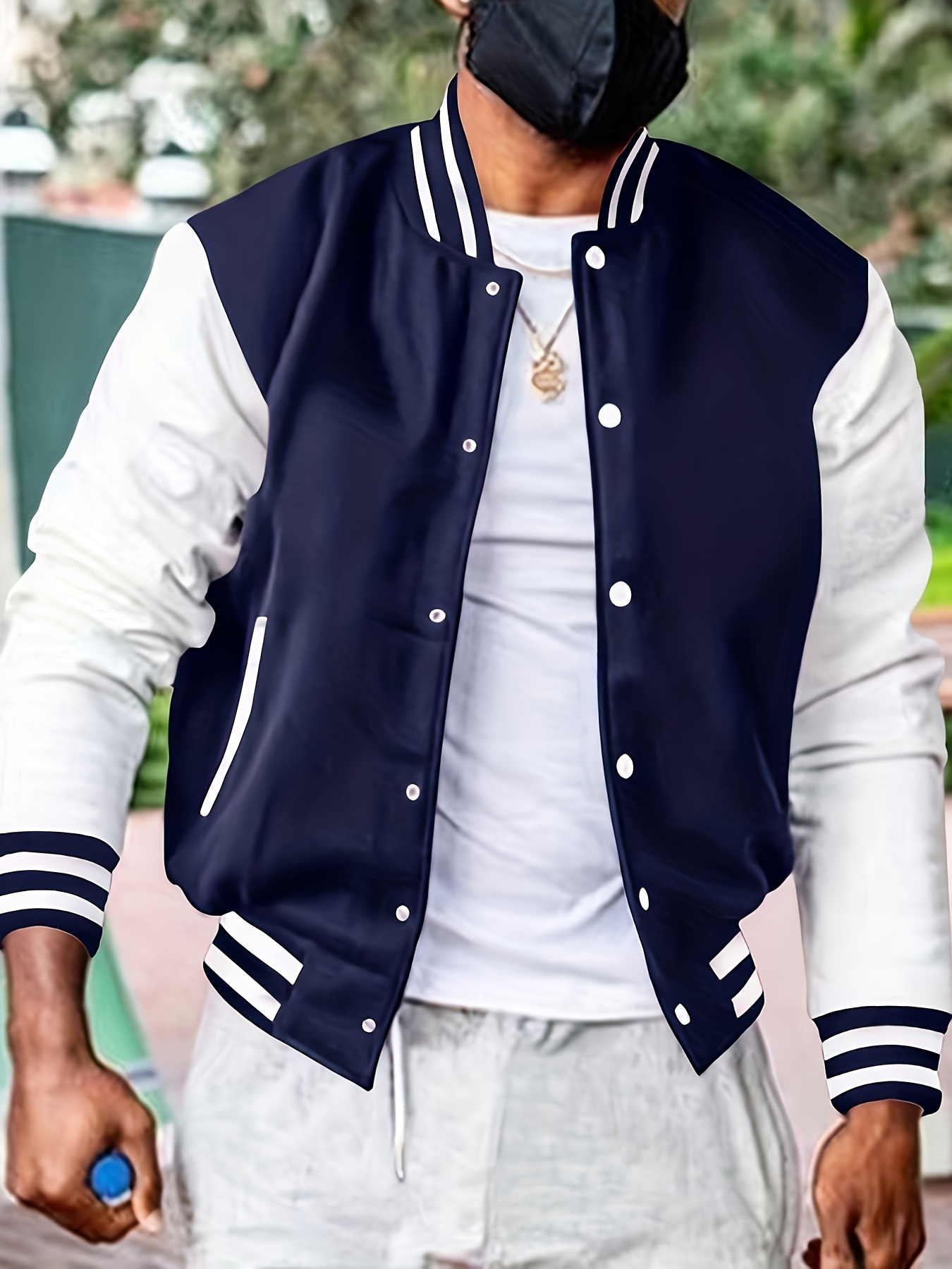 color block varsity jacket mens casual baseball jacket coat regular fit college hipster windbreaker for spring autumn details 26