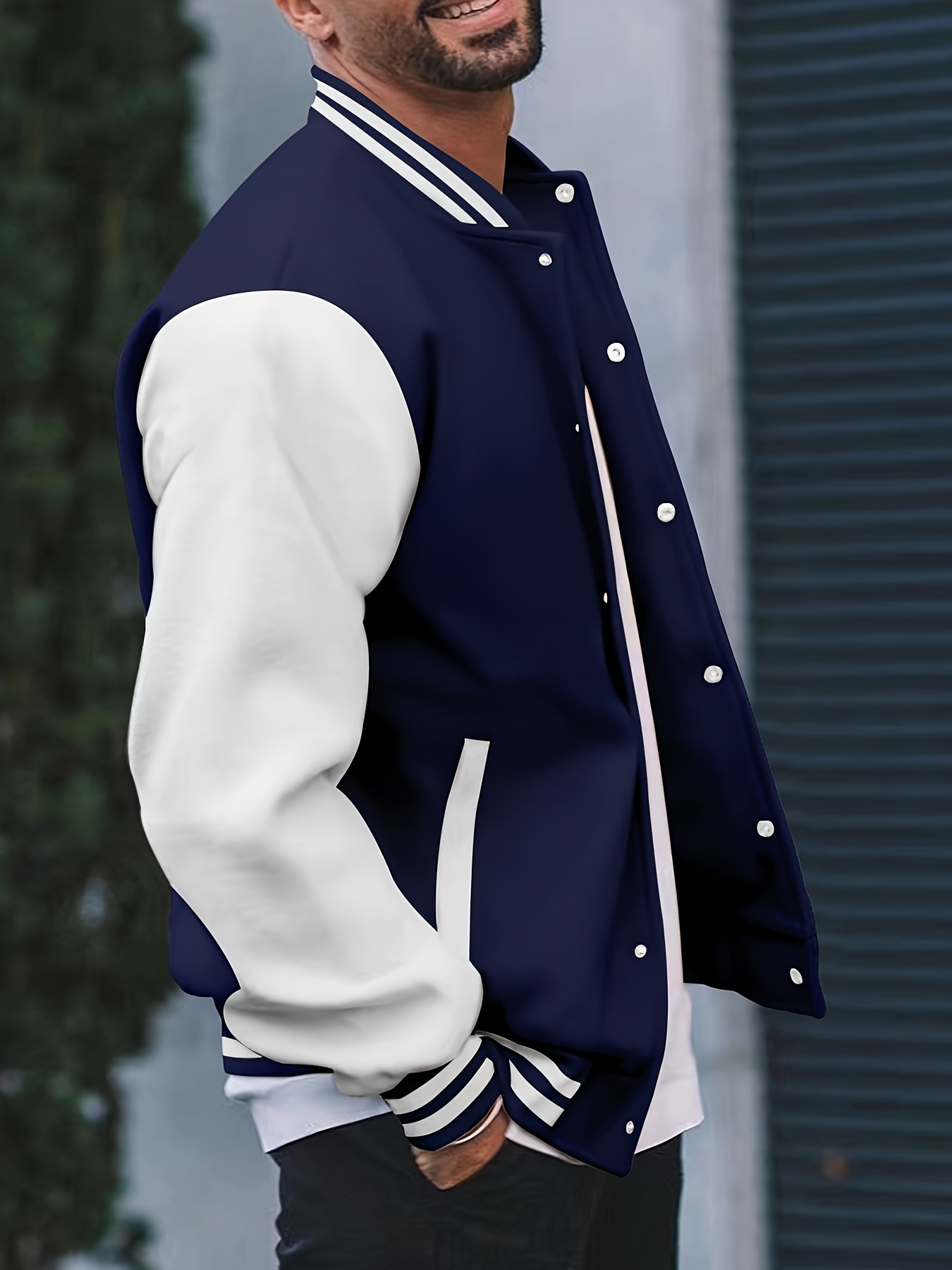 color block varsity jacket mens casual baseball jacket coat regular fit college hipster windbreaker for spring autumn details 30