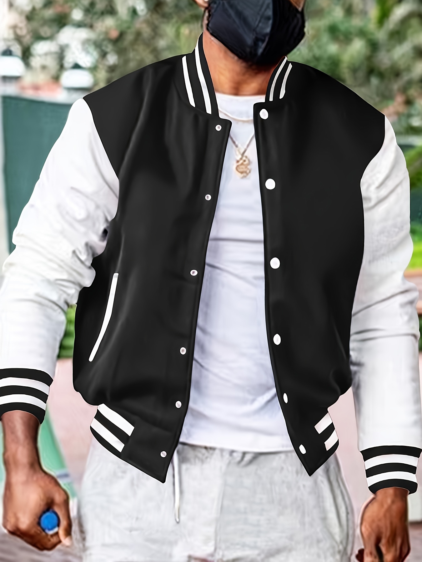 color block varsity jacket mens casual baseball jacket coat regular fit college hipster windbreaker for spring autumn details 32