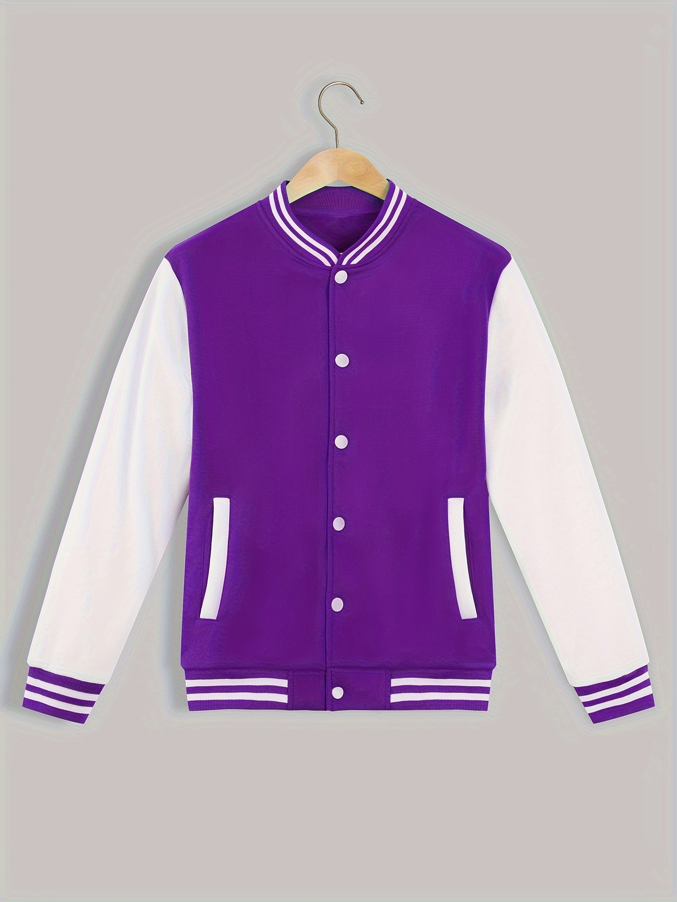 mens color block bomber jacket casual baseball collar varsity jacket for spring fall details 6