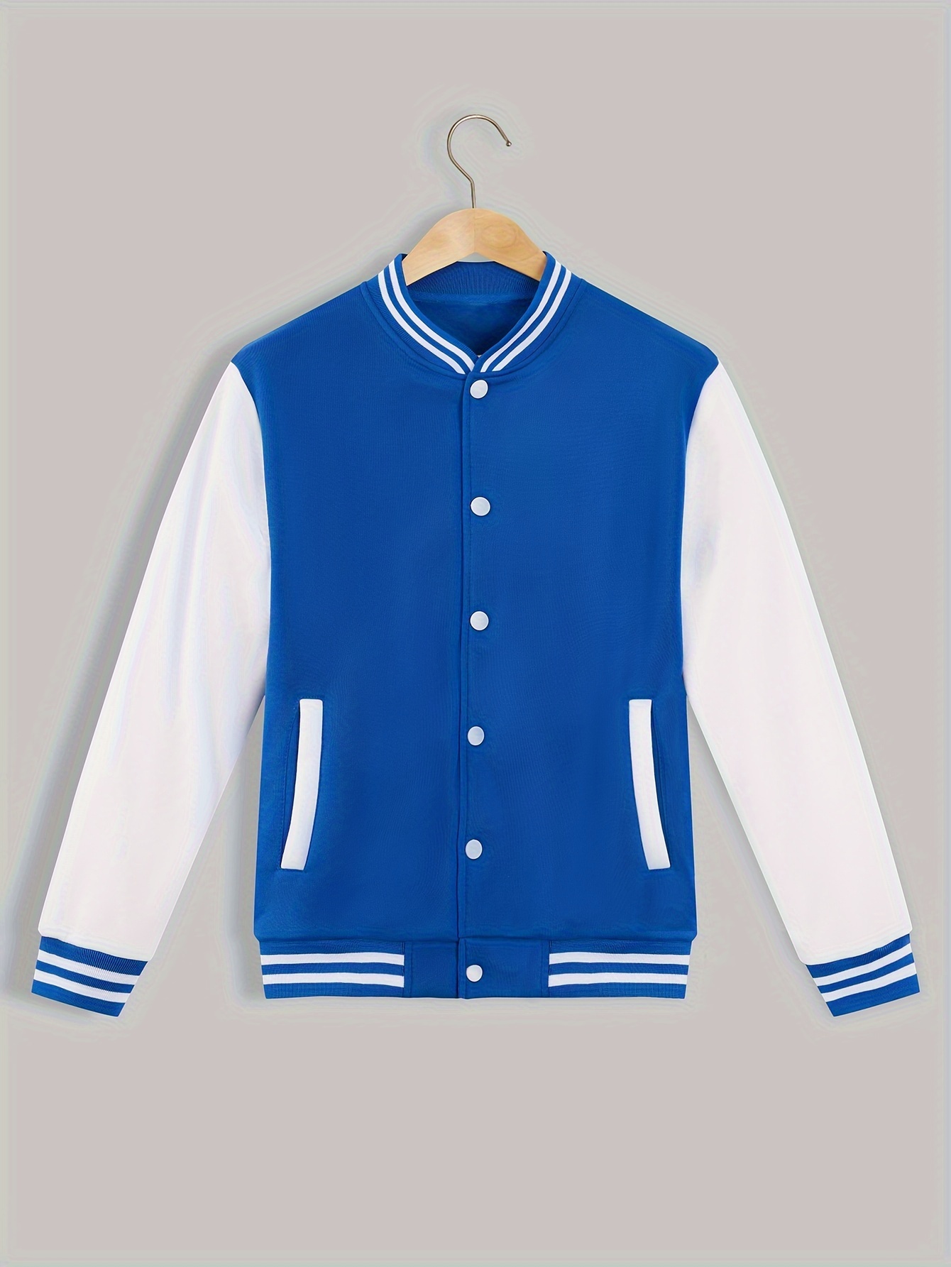 mens color block bomber jacket casual baseball collar varsity jacket for spring fall details 30