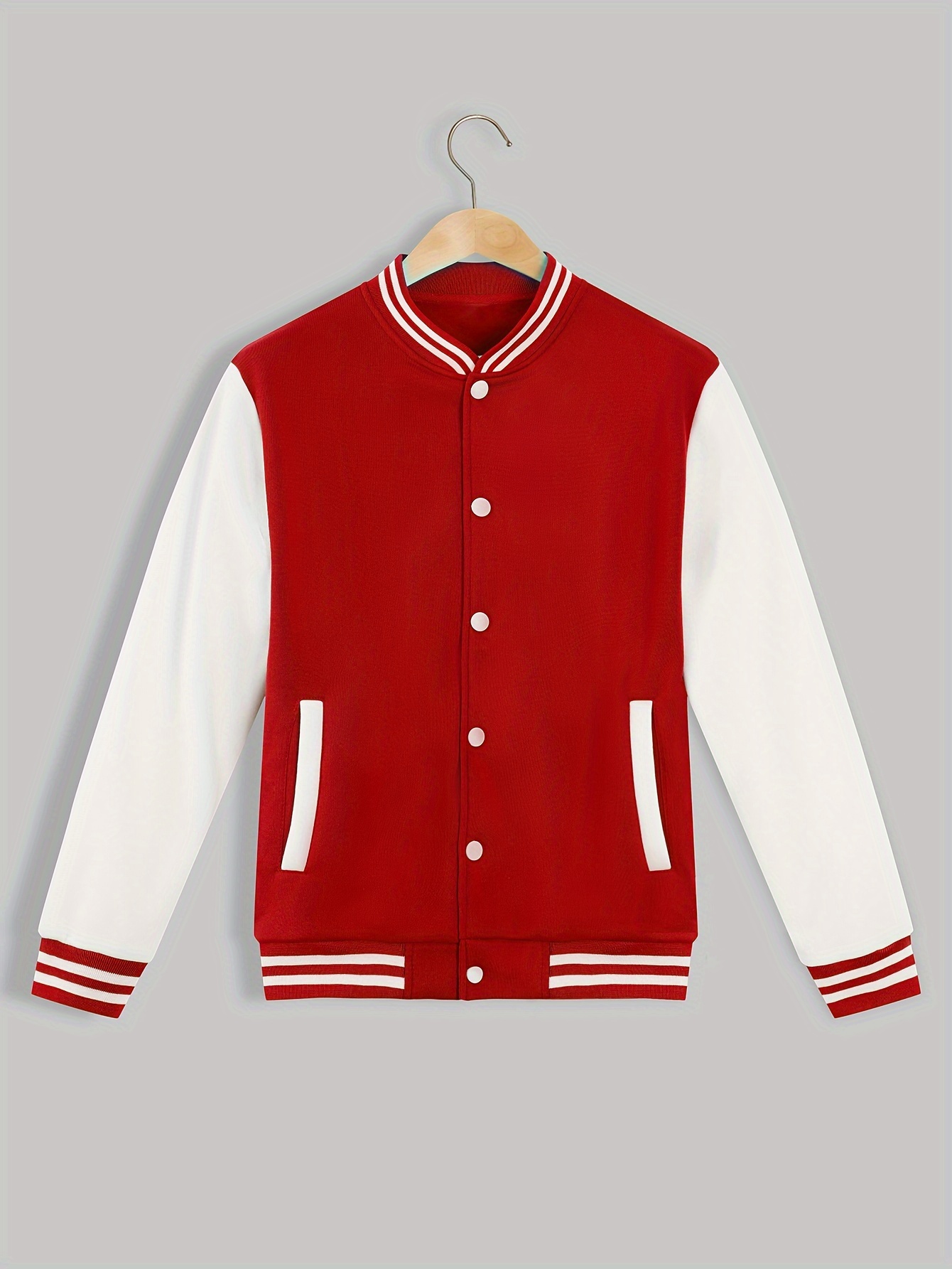 mens color block bomber jacket casual baseball collar varsity jacket for spring fall details 42