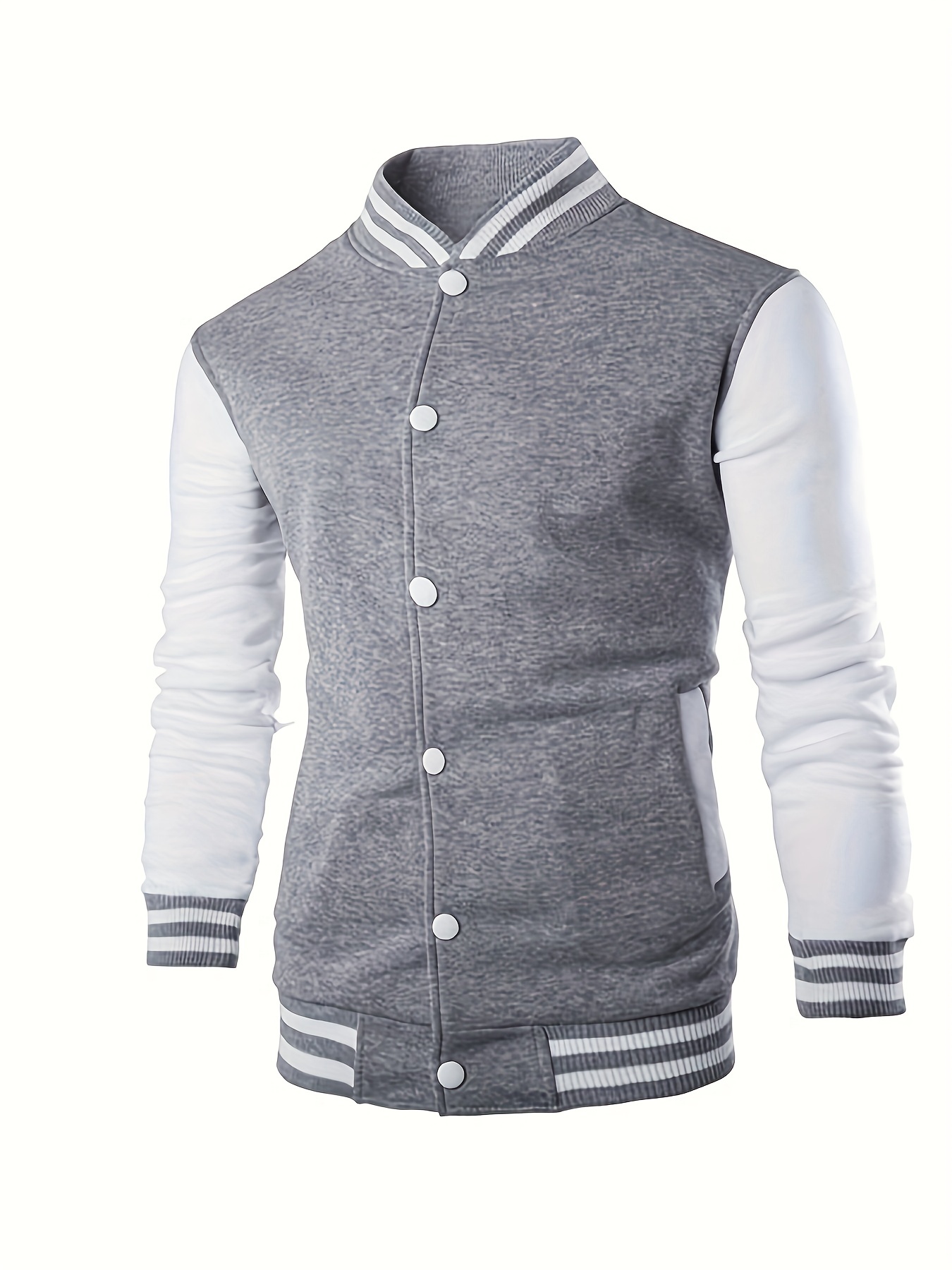 warm fleece varsity jacket mens casual color block button up jacket for fall winter school details 6