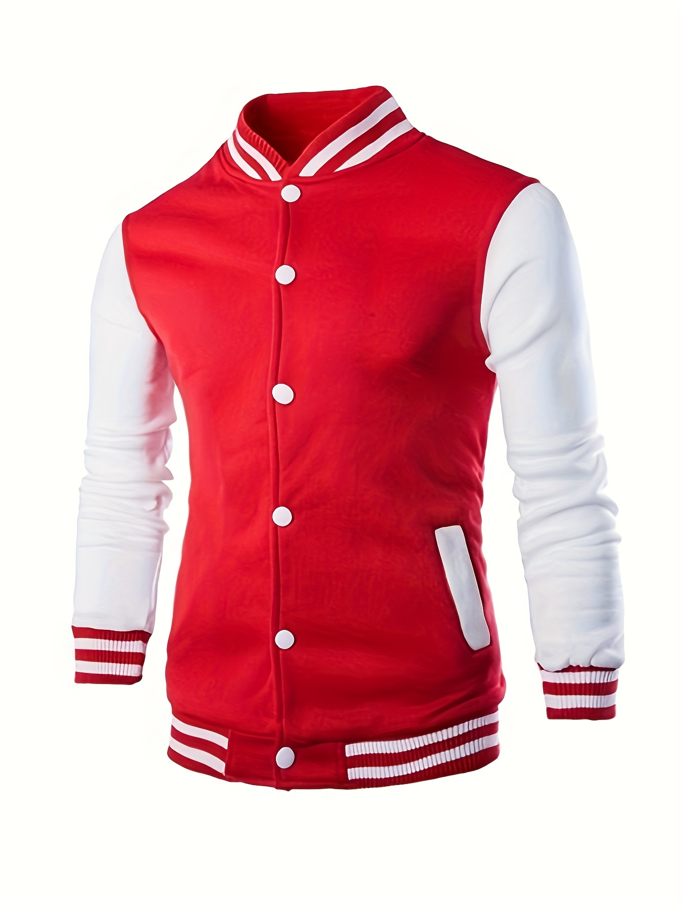 warm fleece varsity jacket mens casual color block button up jacket for fall winter school details 27