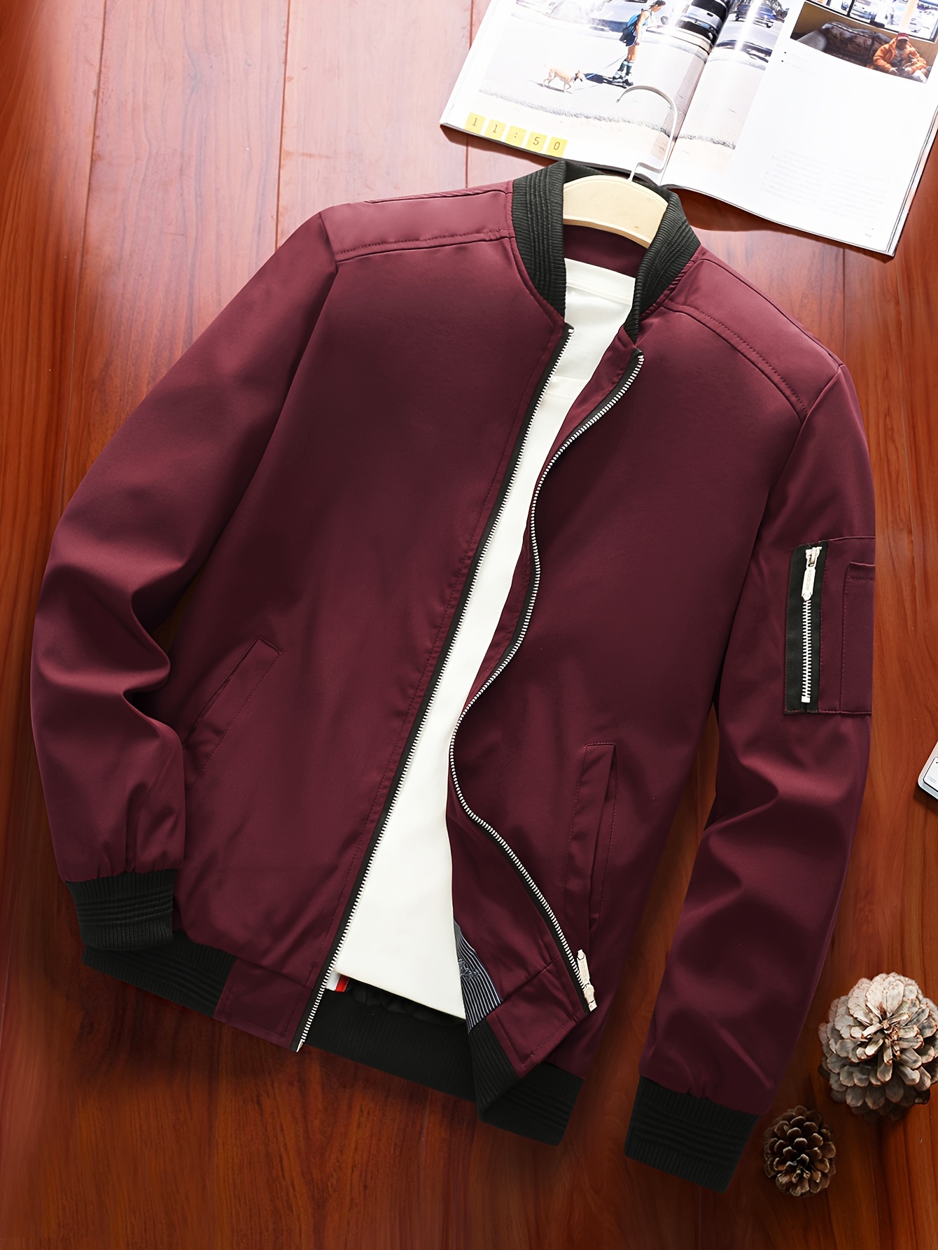 autumn new casual mens jacket mens baseball jacket coat details 3