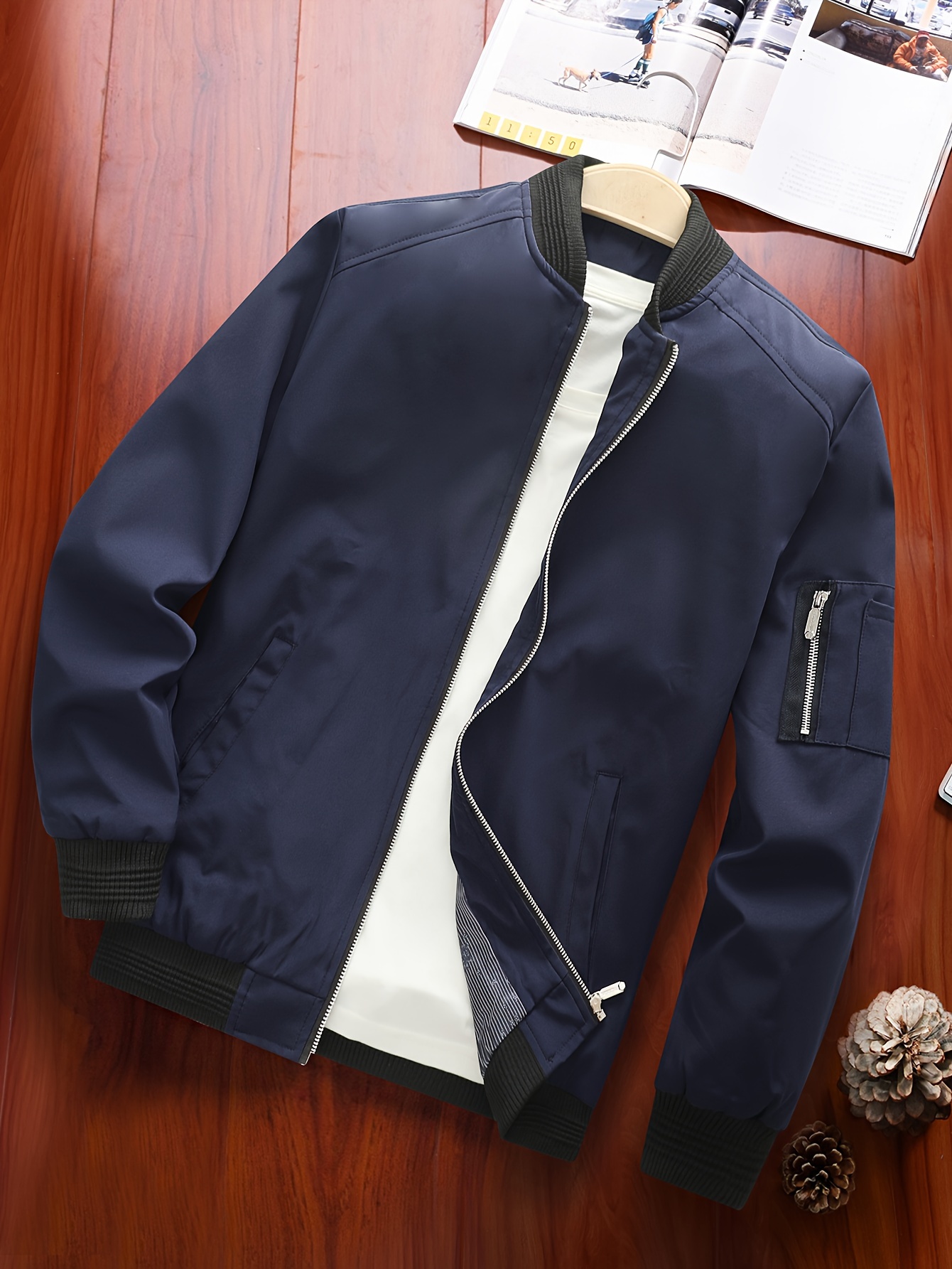 autumn new casual mens jacket mens baseball jacket coat details 6