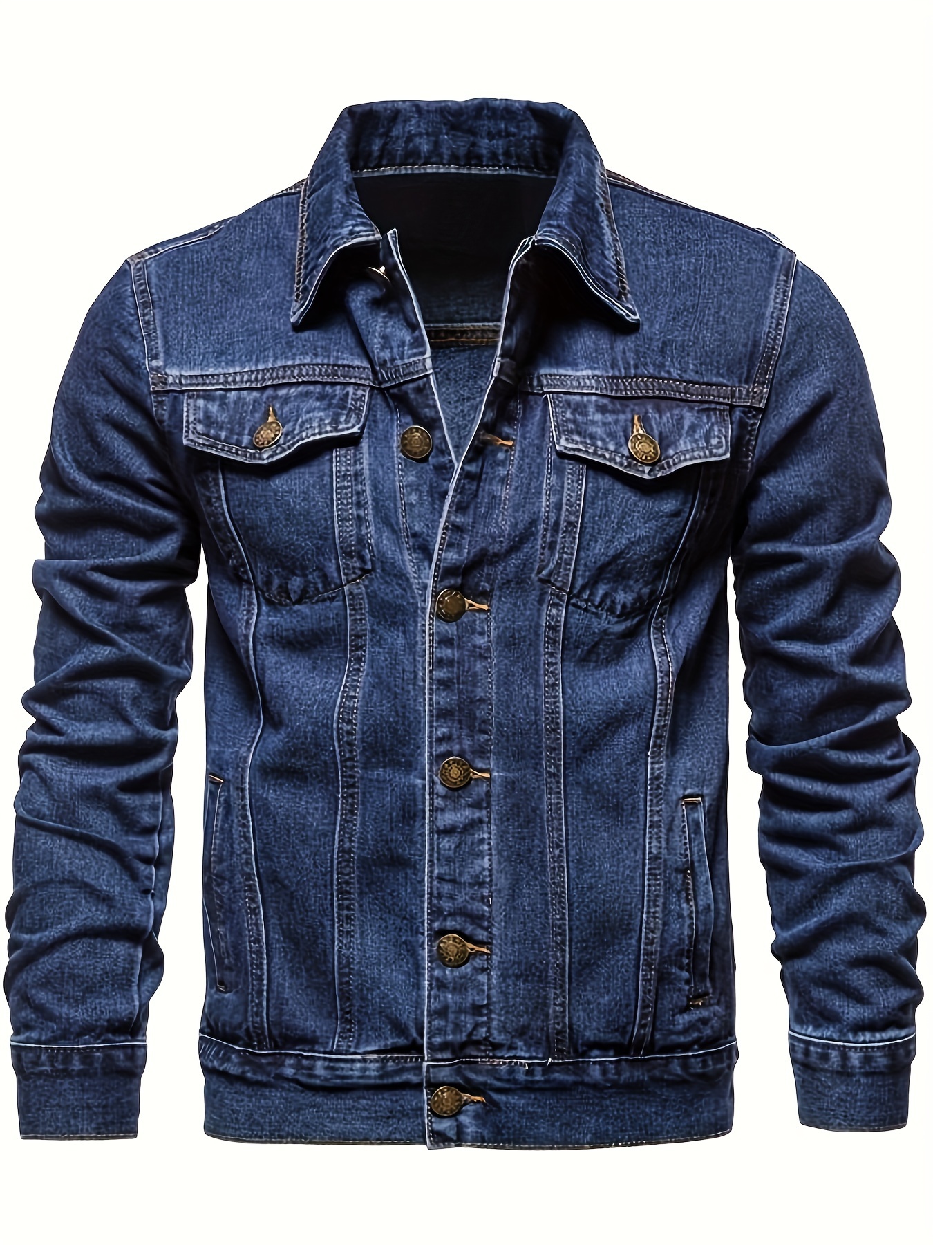 mens casual denim jacket street style button up jacket details 0