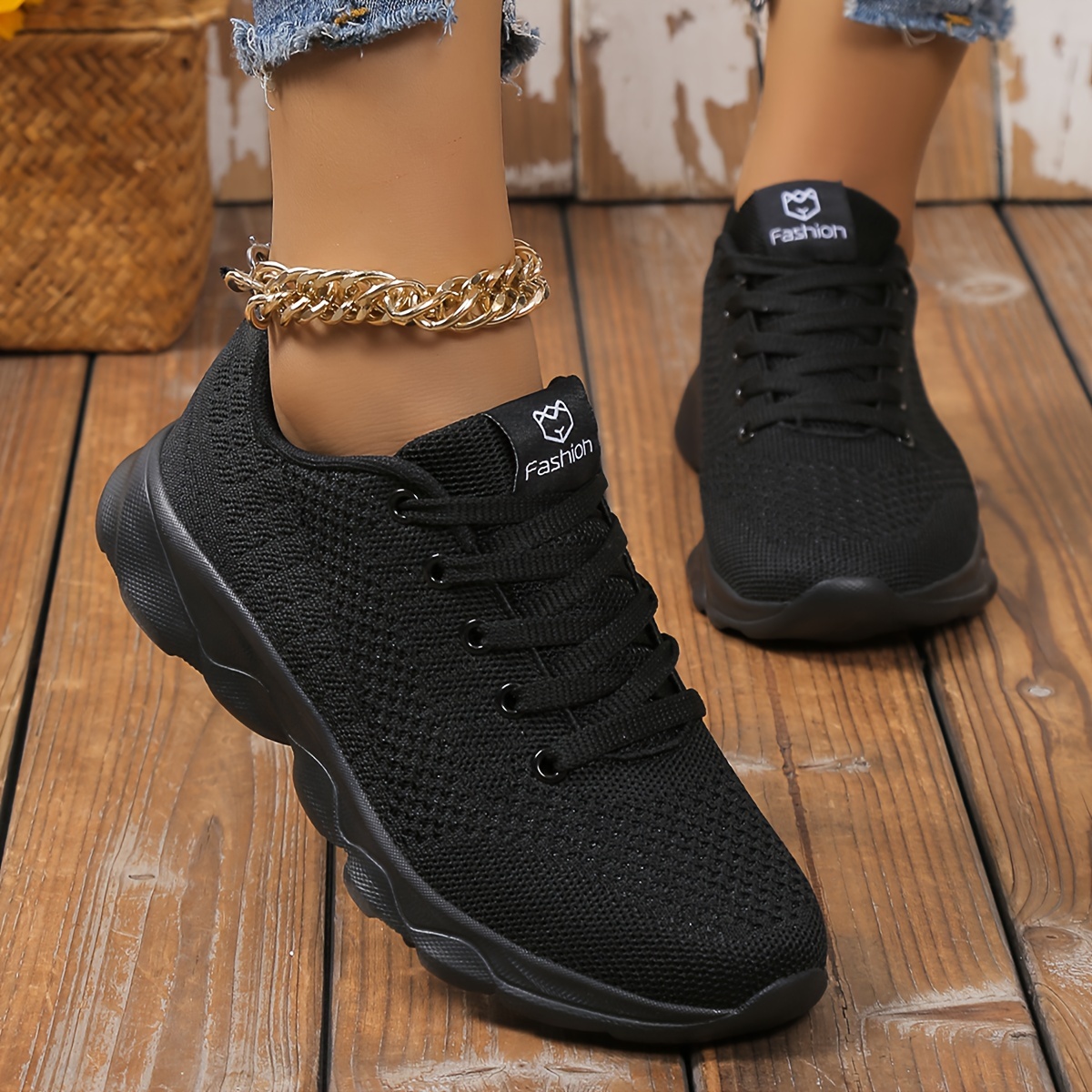 womens solid color casual sneakers lace up comfy soft sole platform sporty shoes lightweight low top non slip shoes details 3