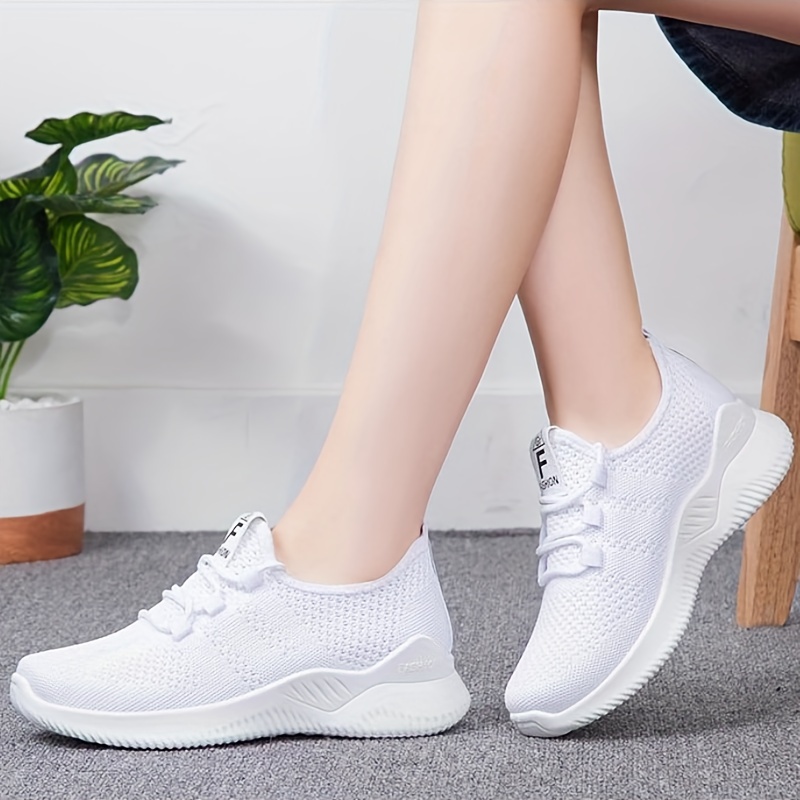 womens solid color casual sneakers slip on lightweight soft sole sporty trainers low top breathable fitness shoes details 2