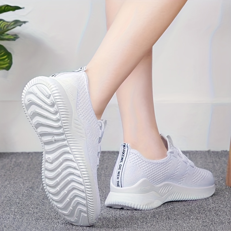 womens solid color casual sneakers slip on lightweight soft sole sporty trainers low top breathable fitness shoes details 3