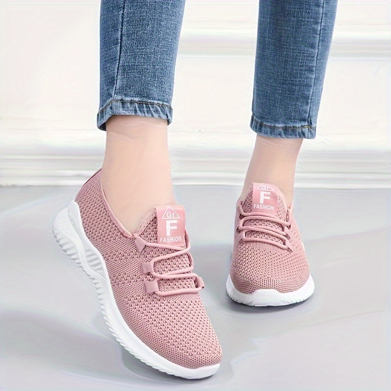 womens solid color casual sneakers slip on lightweight soft sole sporty trainers low top breathable fitness shoes details 4