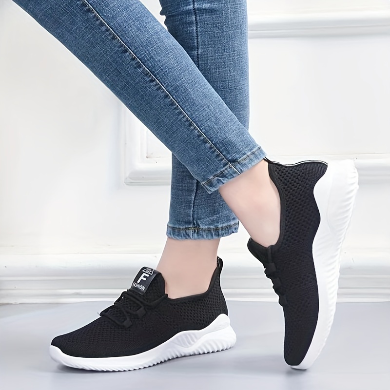 womens solid color casual sneakers slip on lightweight soft sole sporty trainers low top breathable fitness shoes details 6