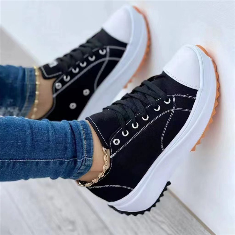 womens casual platform canvas sneakers candy color lace up low top sports shoes all match walking trainers details 1