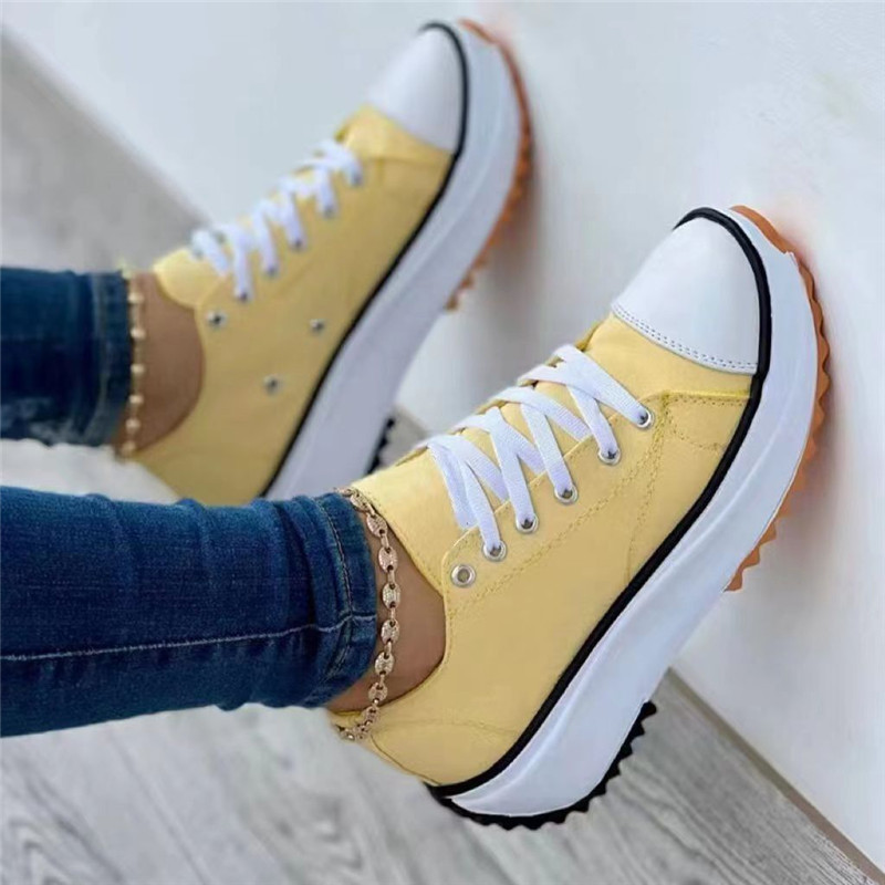 womens casual platform canvas sneakers candy color lace up low top sports shoes all match walking trainers details 4