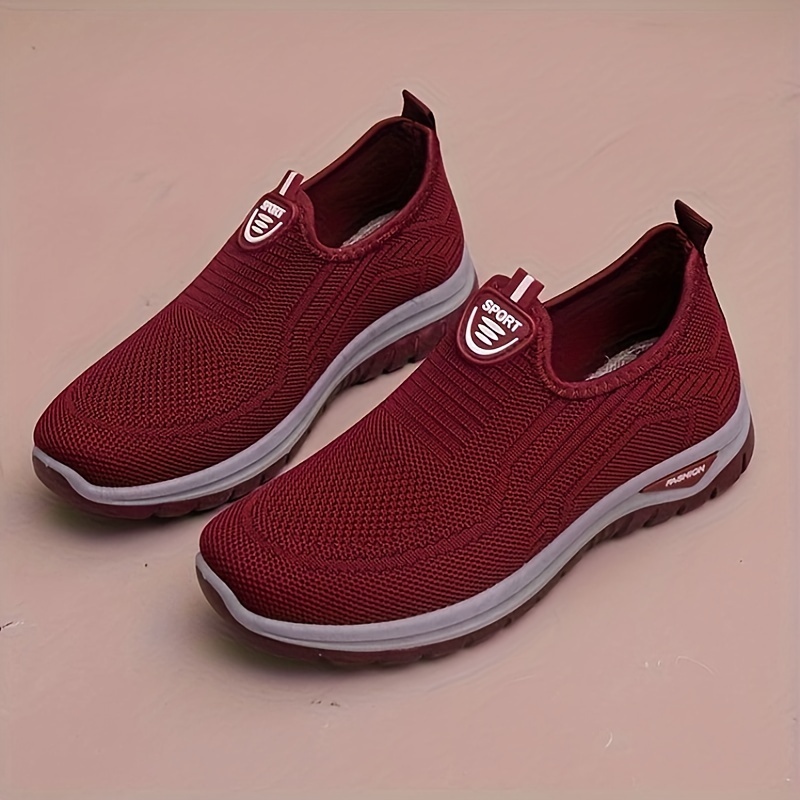 womens solid color trendy sneakers slip on soft sole platform mesh shoes breathable low top walking shoes details 7