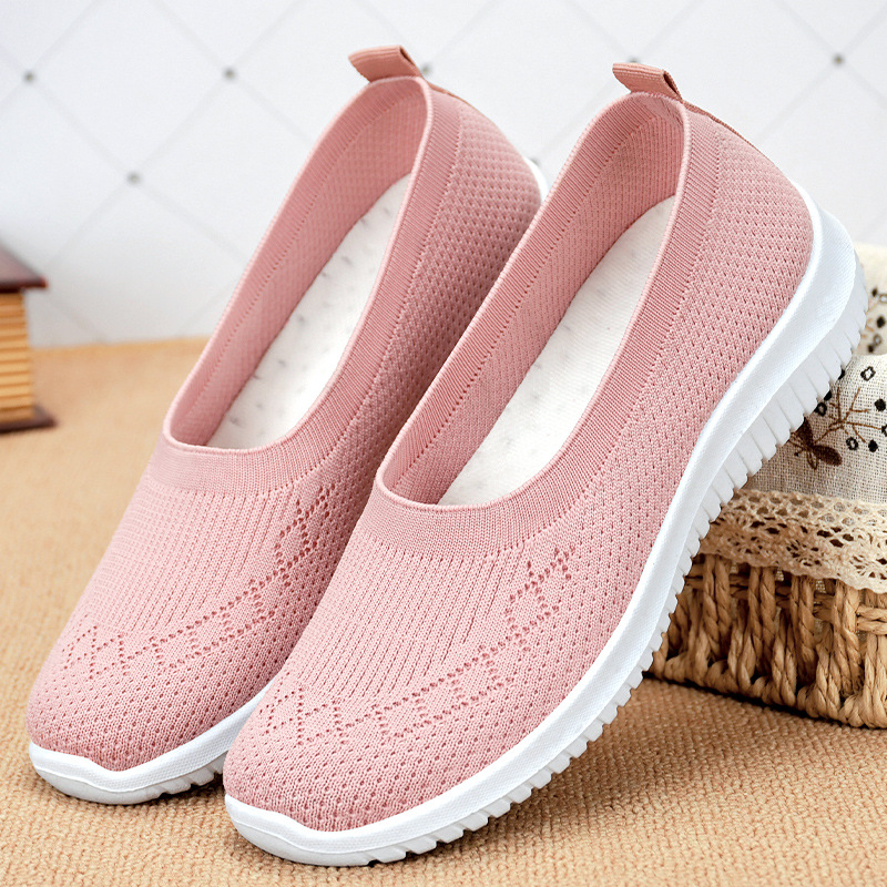 womens mesh breathable canvas sneakers solid color slip on low top shoes casual walking sports shoes details 5