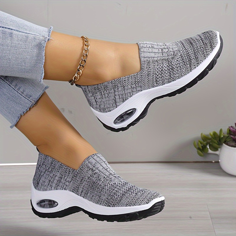 womens solid color casual sneakers soft sole platform air cushion walking shoes breathable low top shoes details 2