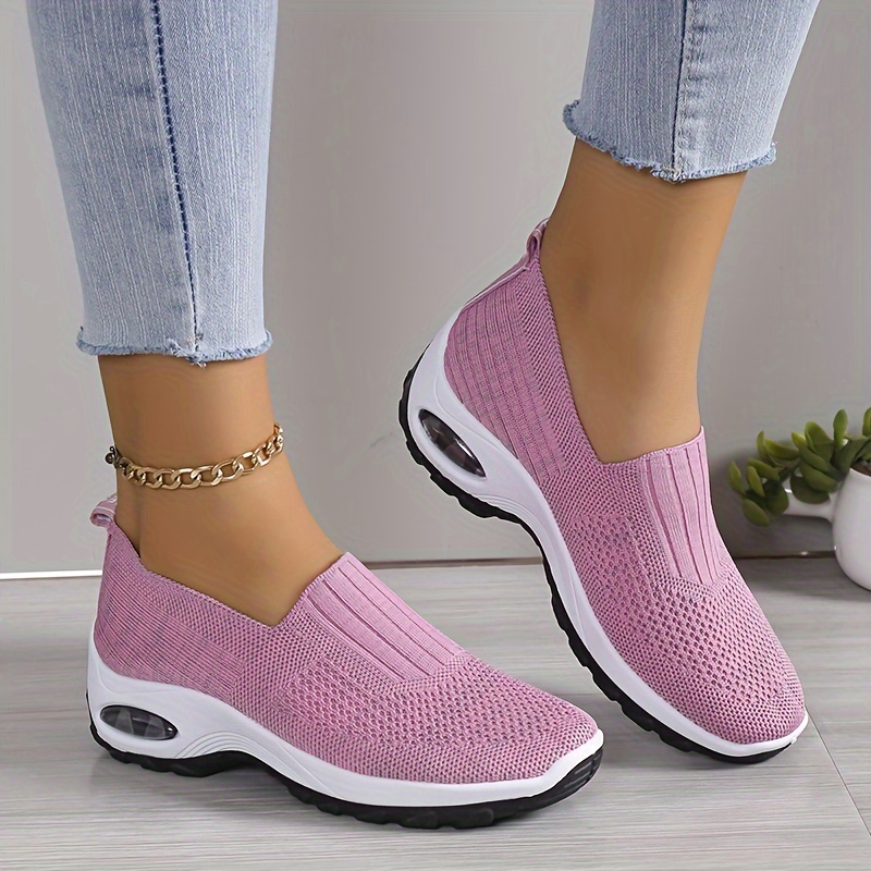 womens solid color casual sneakers soft sole platform air cushion walking shoes breathable low top shoes details 4