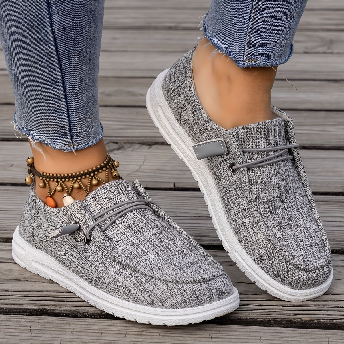 womens lightweight canvas shoes casual low top slip on flat sneakers breathable walking shoes details 0