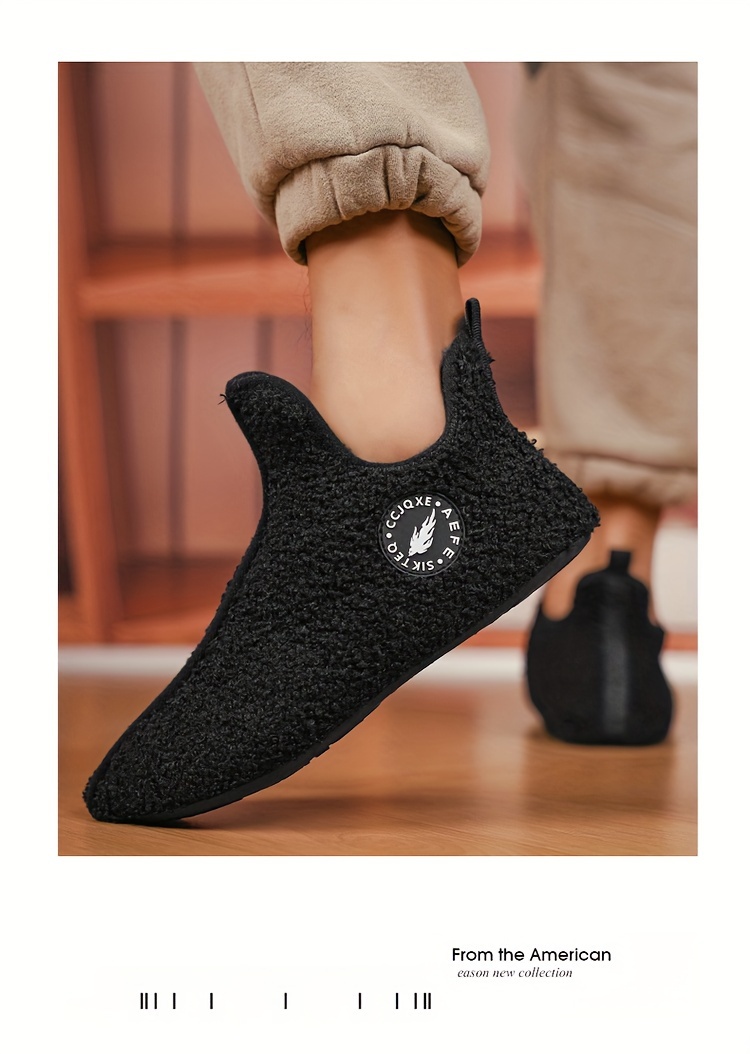 mens winter fashion solid home slippers comfortable anti slip shoes with lined fuzz mens indoor warm slippers details 6