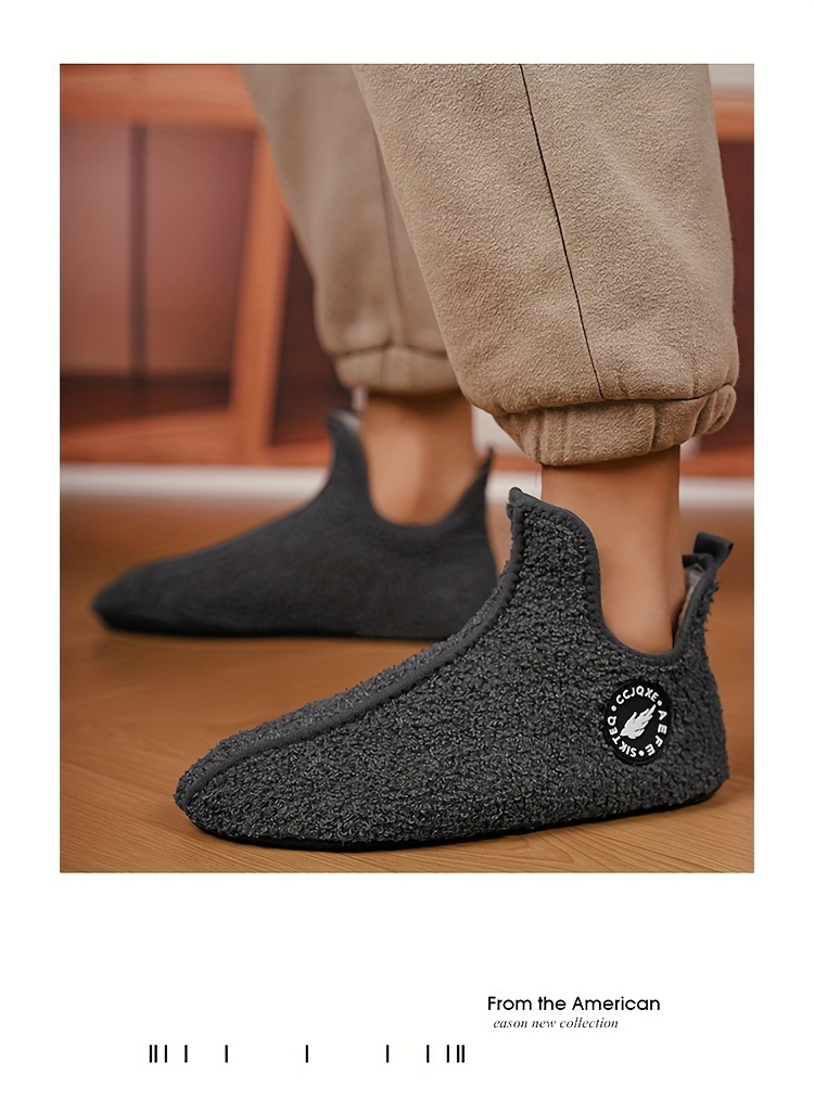 mens winter fashion solid home slippers comfortable anti slip shoes with lined fuzz mens indoor warm slippers details 7