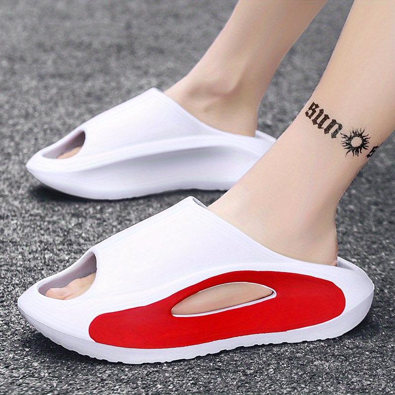 mens color block slides casual lightweight non slip slippers open toe shoes for indoor outdoor beach shower spring and summer details 15