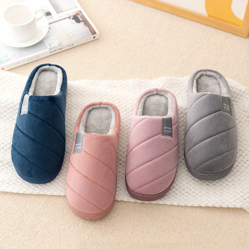 unisex warm cozy plush slippers comfy non slip home house shoes winter details 2