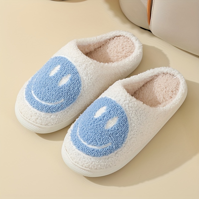 casual sandals, mens trendy smile face pattern warm plush comfortable slippers fuzzy comfy non slip slides casual sandals for indoor bedroom winter details 8